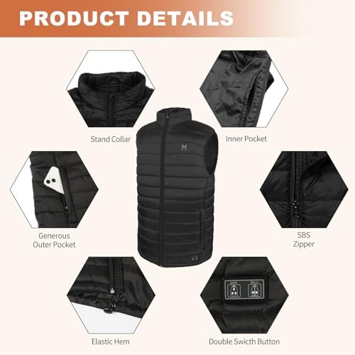 MRAWARM Heated Vest, Lightweight Electric Heated Vest for Men XX-Large Black-us