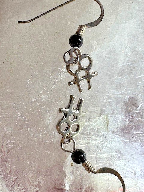 Double Venus 92.5 ear wires w/ black onyx balls Lesbian LGBT Goddess by JKL 846