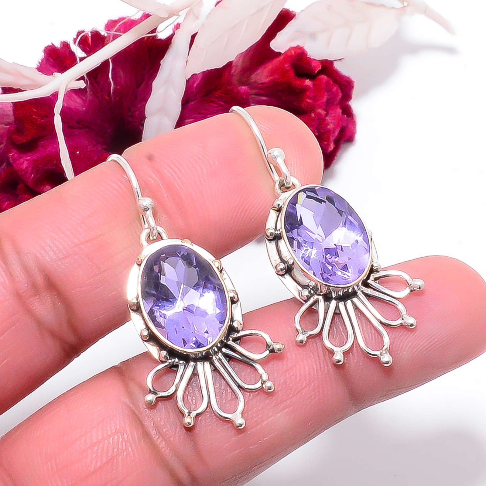 Colour Changing Alexandrite Handmade 925 Sterling Silver Earring 1.64″ E83138