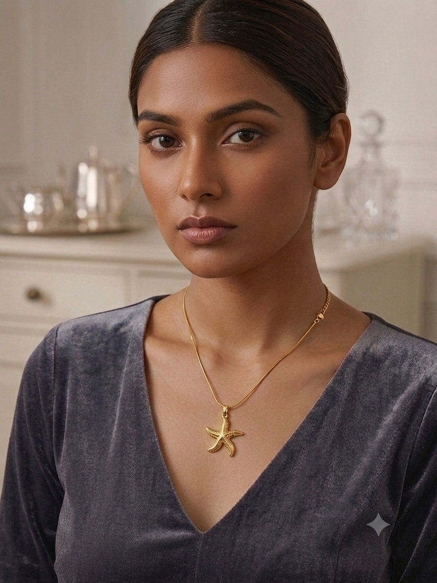 Gold Tone Abstract Textured Pendant Necklace Adjustable Sleek Snake Chain