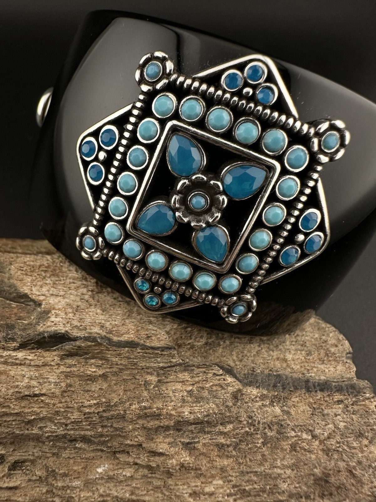 Brighton NEPAL Black Cuff Bangle, Link Bracelet, Necklace and Earrings Set