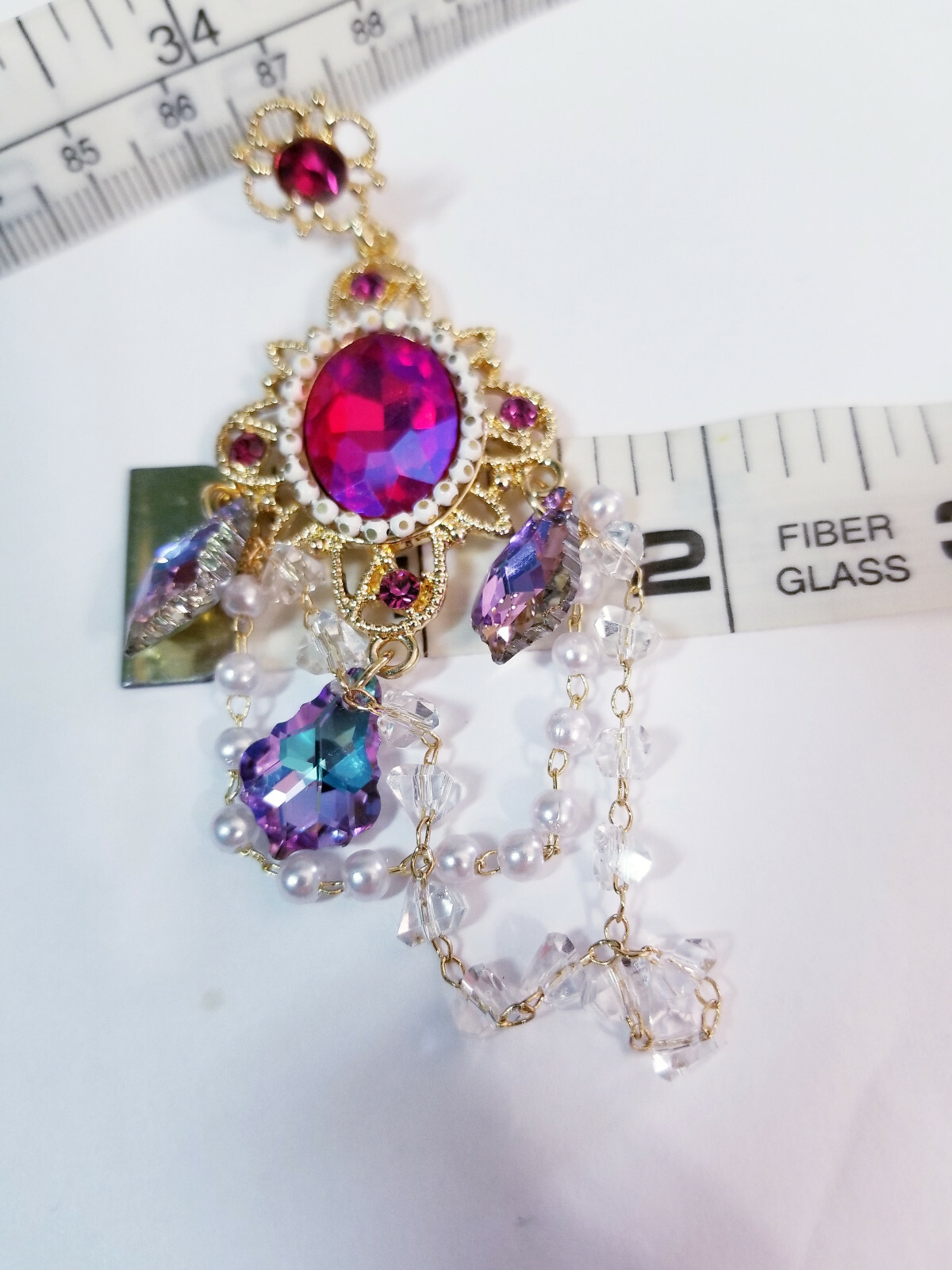 Pink Drop Rhinestone Crystal Earrings Chandelier Pageant Prom Statement 4.1 in