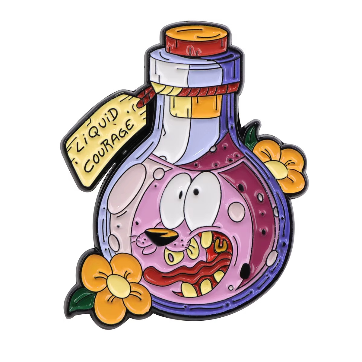 Courage The Cowardly Dog Liquid Courage Inspired Multicolor Metal/Enamel Pin