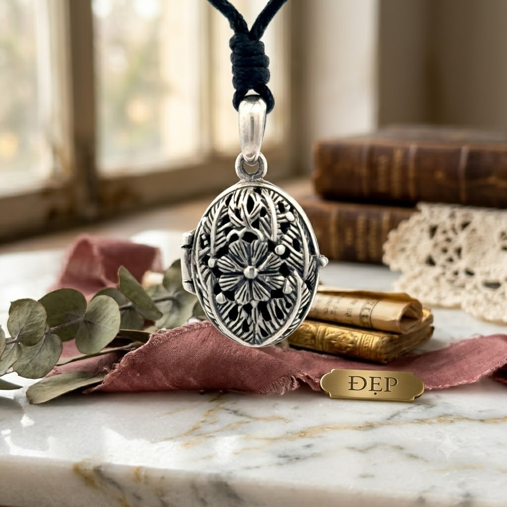 92.5 Sterling Silver Locket Pendant Handcrafted Ornate Heart Oval Triangle