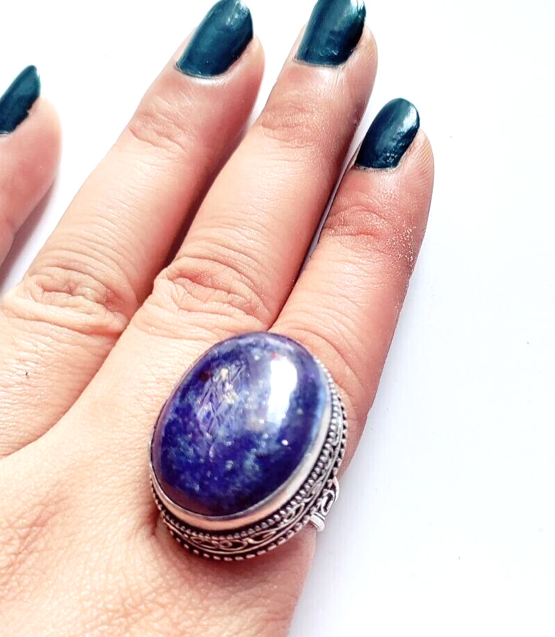 Lapis Lazuli Natural Gemstone Handmade 925 Sterling Silver Ethnic Jewelry Ring