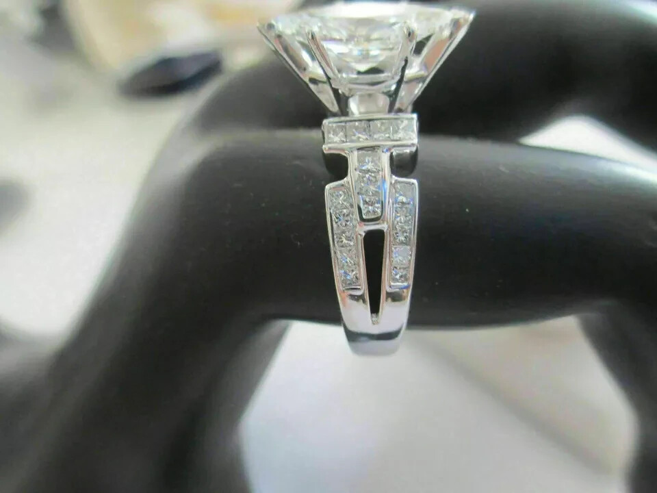 3Ct Marquise Cut Simulated Diamond Engagement Ring 14K White Gold Plated Silver