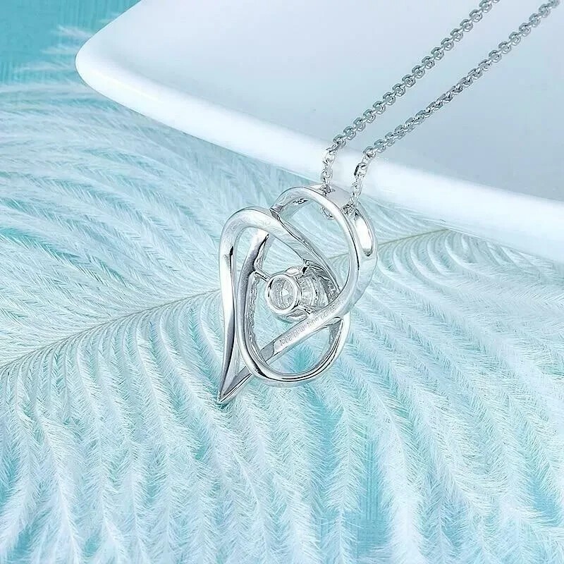 2Ct Round Cut Simulated Diamond Heart Shape Pretty Pendant 14k White Gold Plated