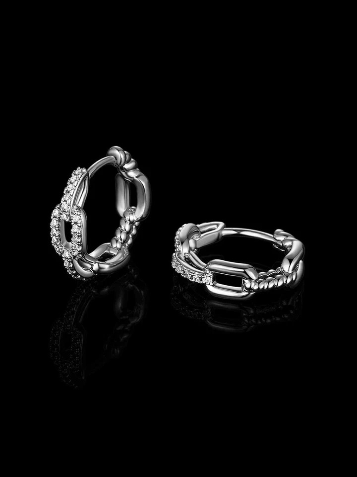 1.50 Ct Round Simulated Diamond Women’s Fancy Hoop Earring 14k White Gold Plated