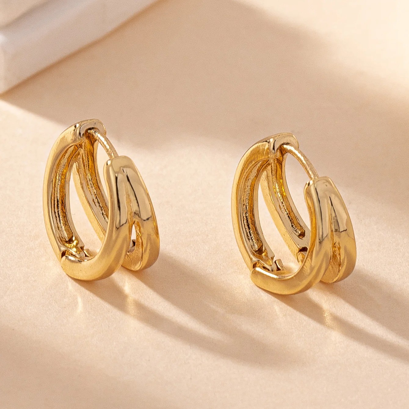Pretty Double Huggies Gold Double Huggie Earrings Hypoallergenic Jewelry Pretty