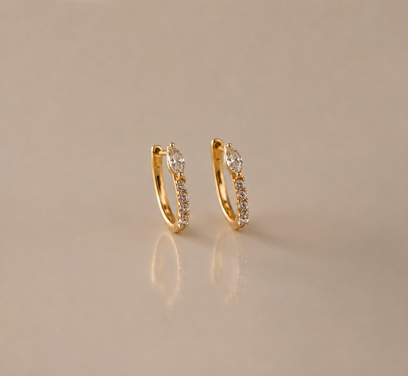 Gold plated Huggie hoop earrings Cubic Zirconia everyday jewelry for women