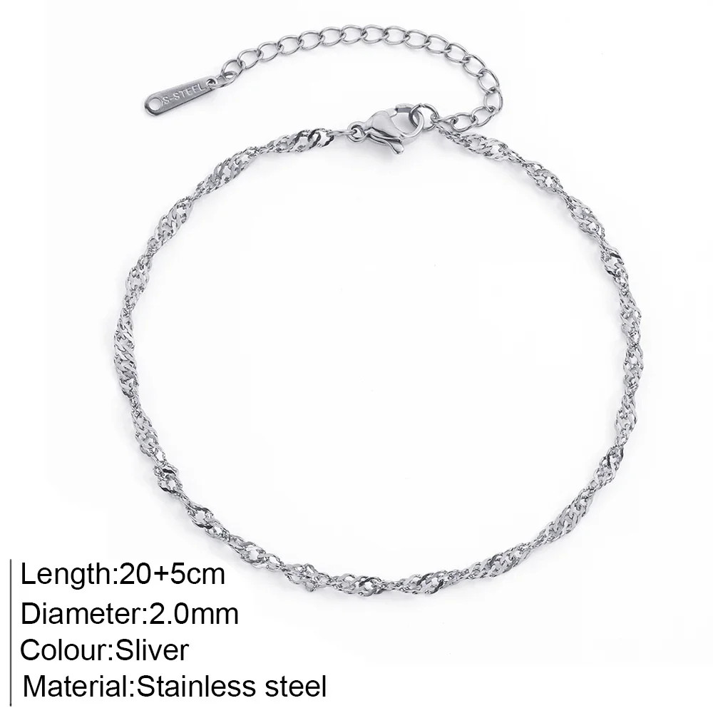 Good Quality Women’s High-end Stainless Steel Anklets Box Chain Clip Bead Chain