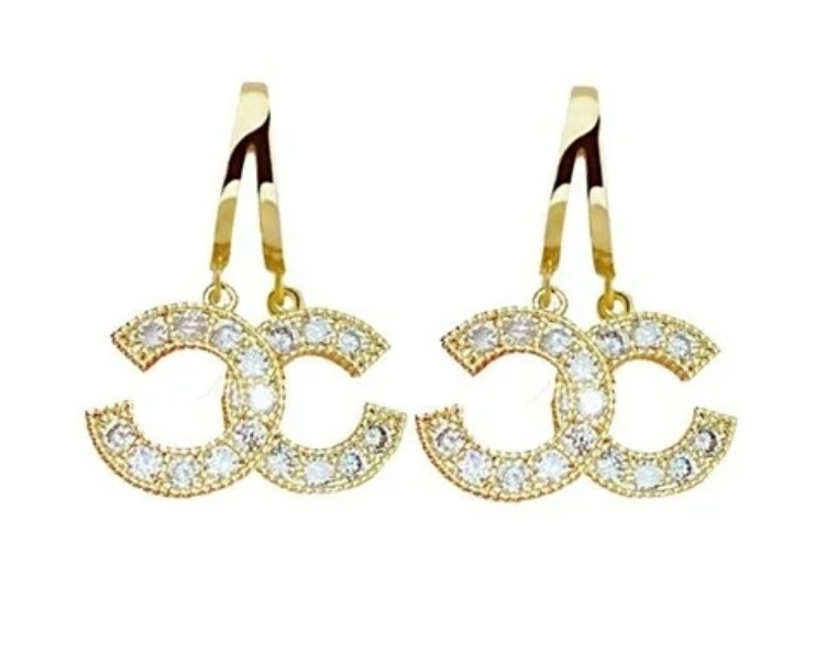 C-shaped Light Gold Plated Crystal Fashion Earrings With Silver Post