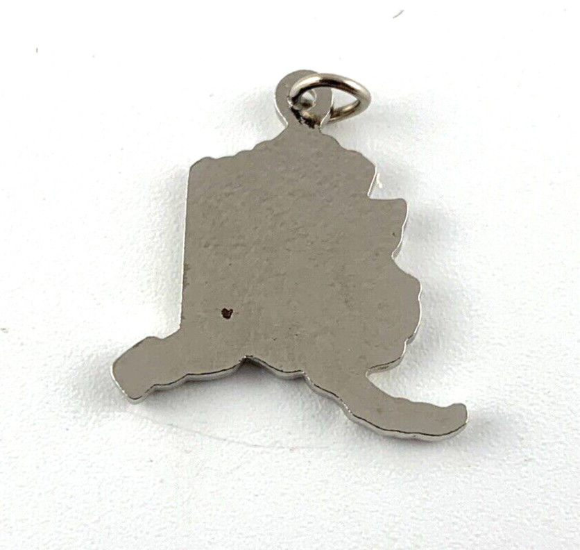 Alaska State Charm Enamel & Silverplated | 3/4″ | New Old Stock | Very Nice
