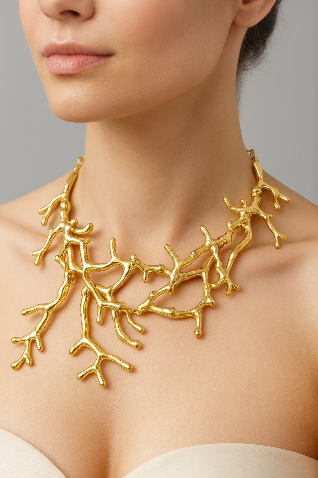 Luxury Gold Coral Branch Necklace Bold Statement Necklace