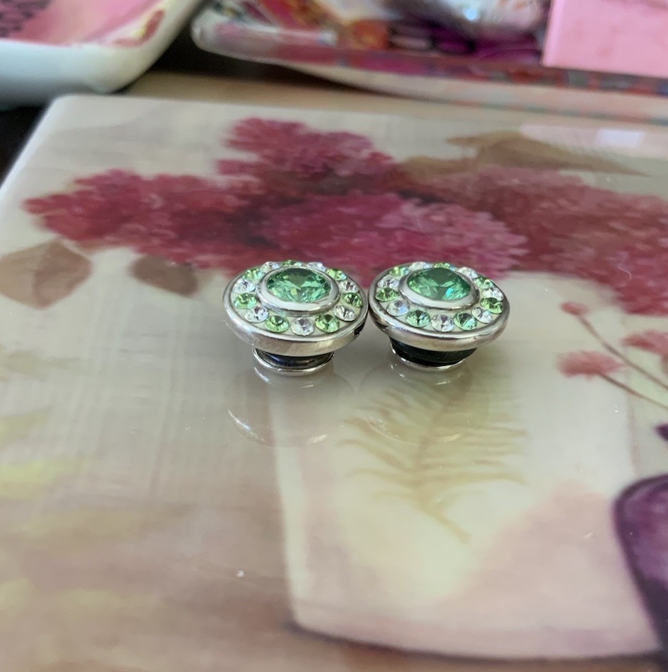 Kameleon Sterling bright Green & White Crystals (2available) Pendant Not Include