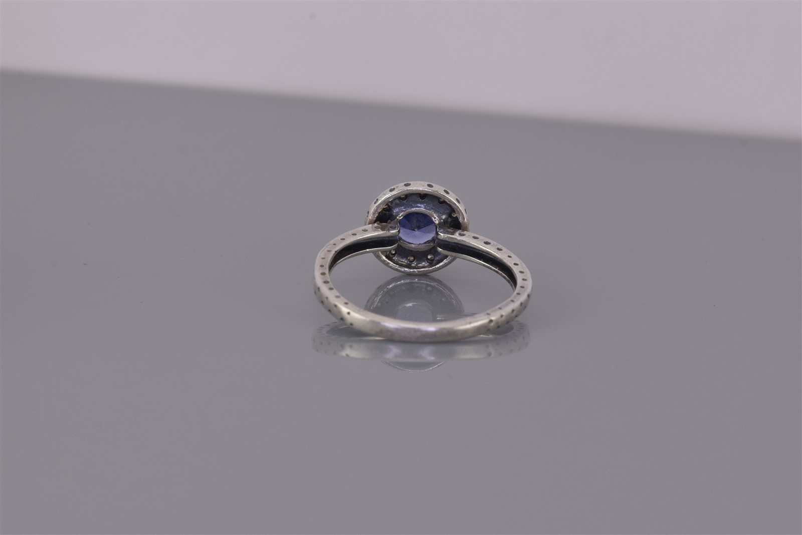 Sterling Silver Purple Tanzanite Diamond Halo Speckled Band Ring 925 Sz: 8