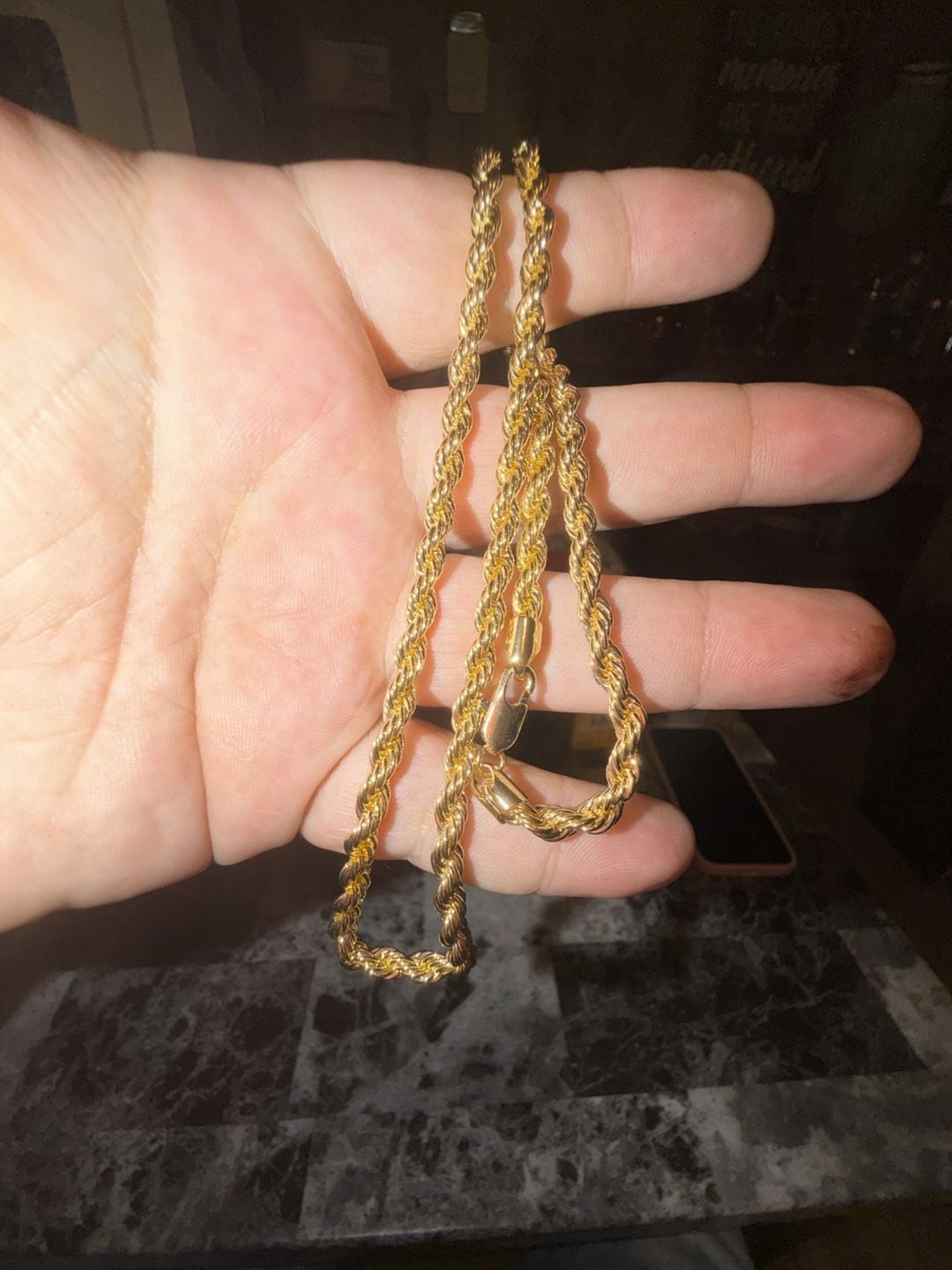 Gold-Plated 6mm Rope Chain Necklace 22 inch brand new