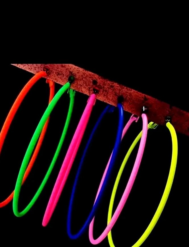 6 Pair Of NEON ColorHoop Earrings Leverback Lightweight Thin Wire Everyday Wear