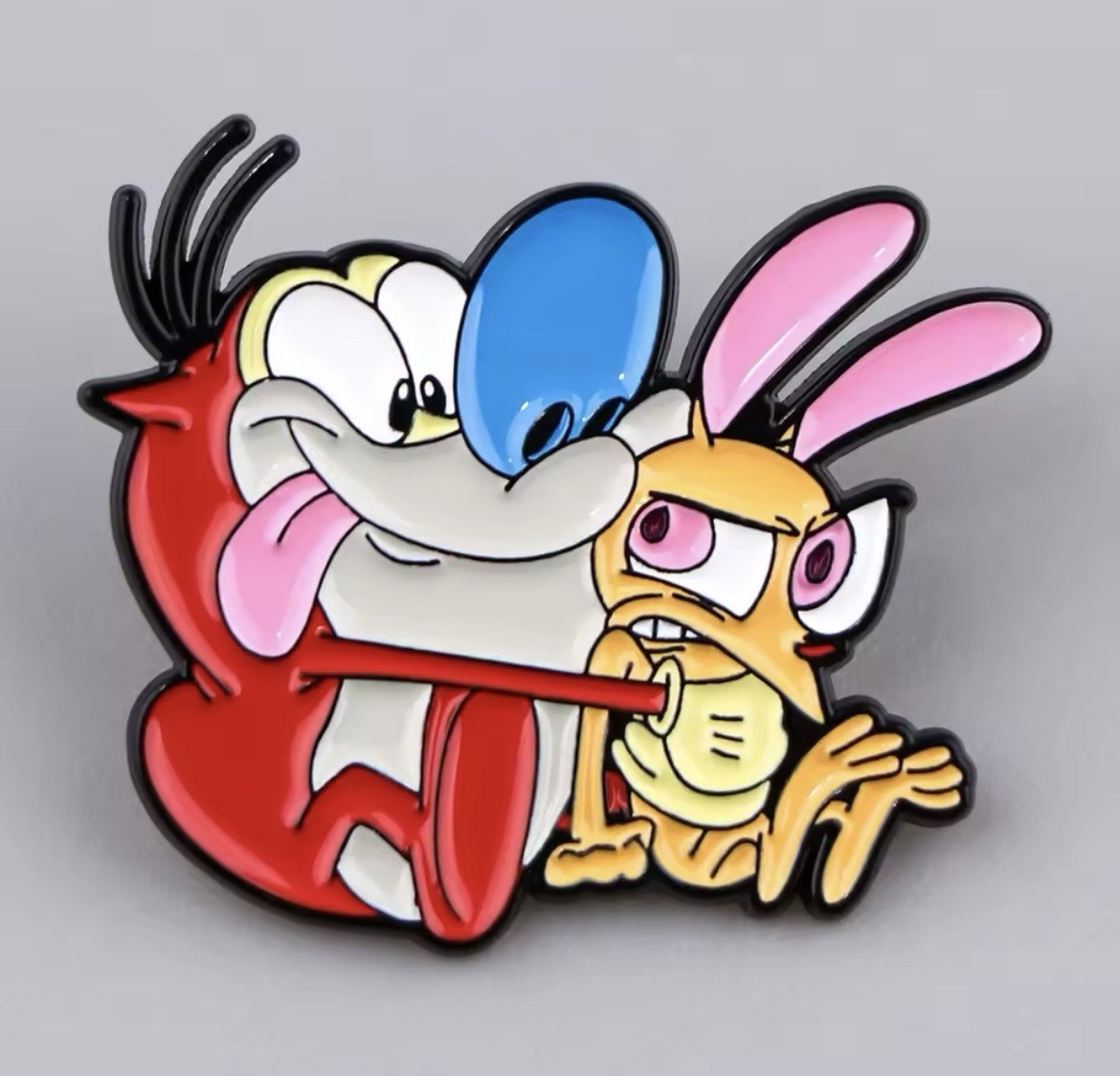 Stimpy Dog Cat Ren Cartoon Style 1pc Pin With Rubber Backer Humor FREE SHIPPING