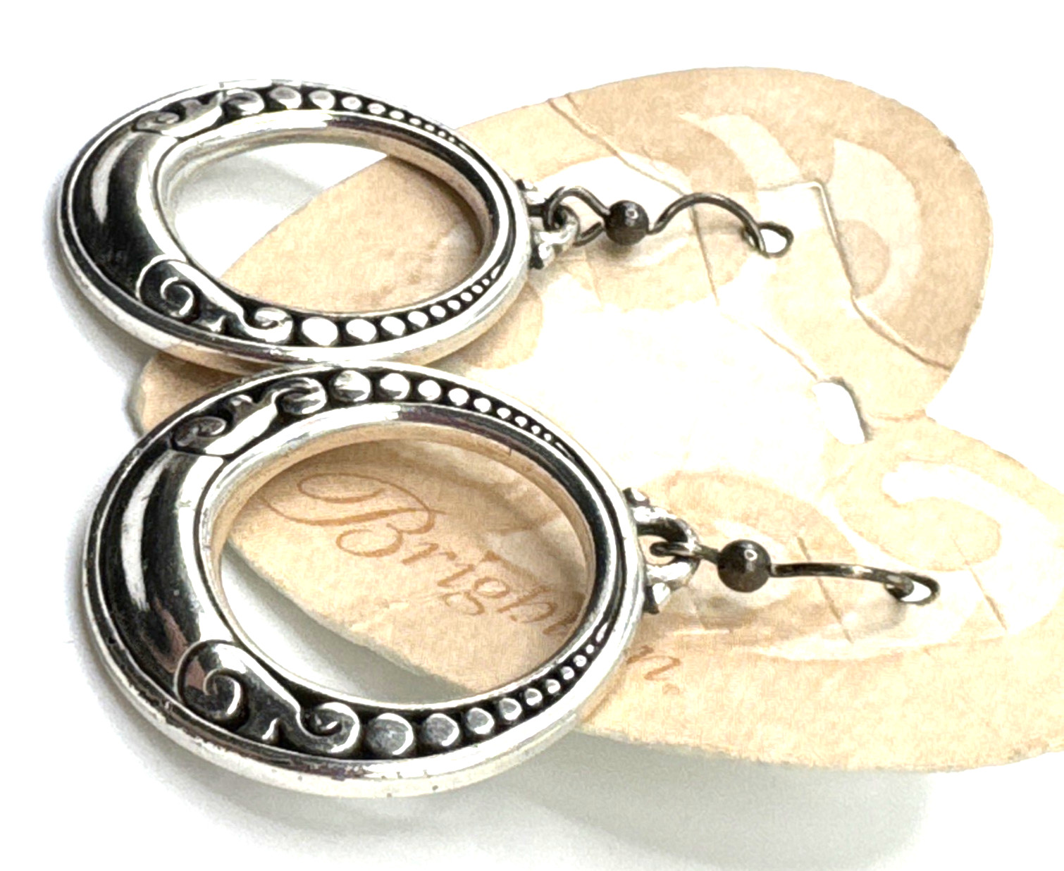 Brighton Ala Mode Contempo Hoops Silver French Wire Earrings NWT