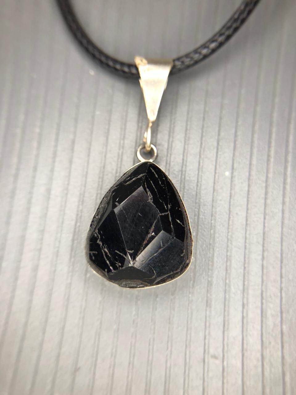 Natural Black Tourmaline Rose Cut Pendant Handmade Gemstone from Afghanistan