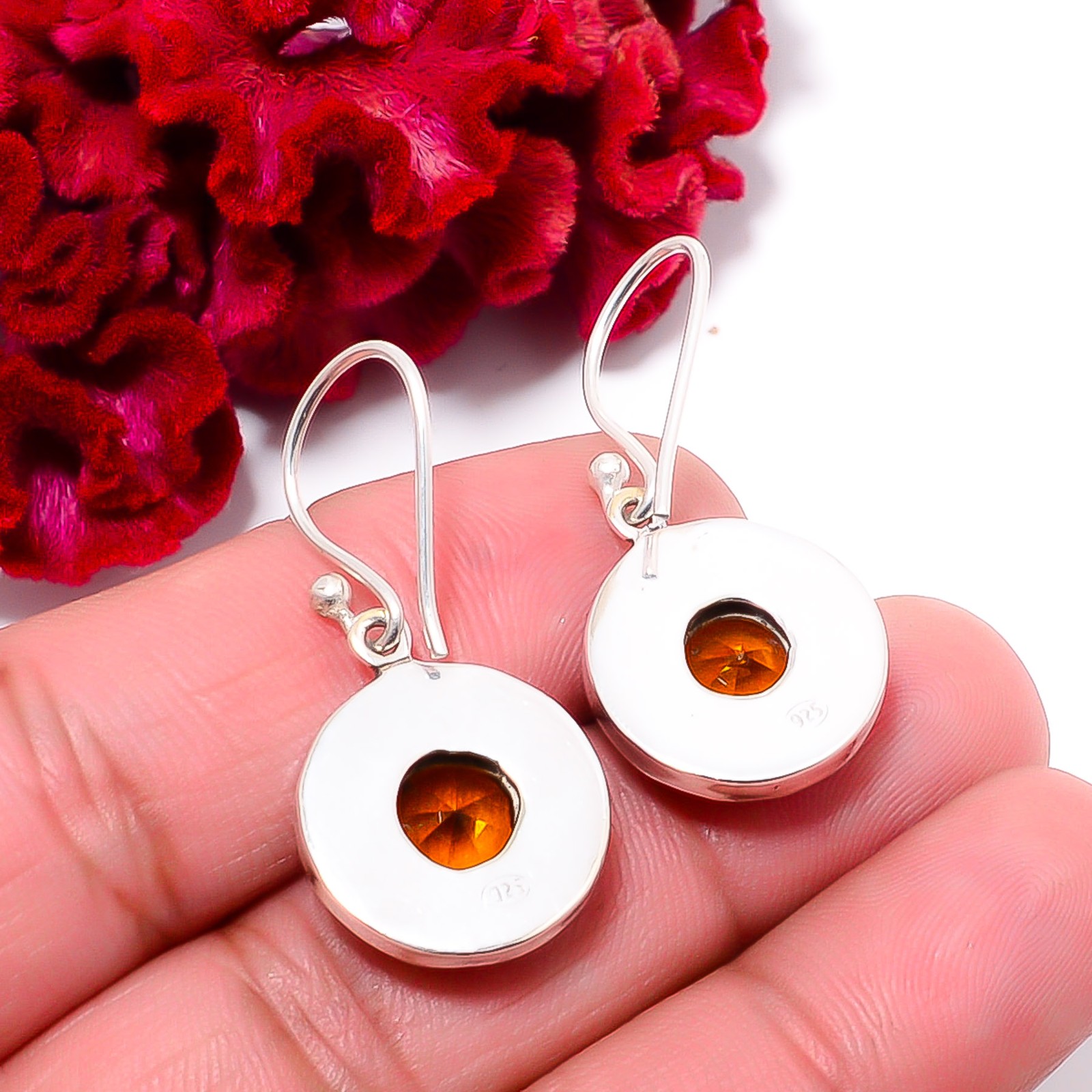 Citrine Designer 925 Sterling Silver Earring 1.2″, Christmas Gift E94630