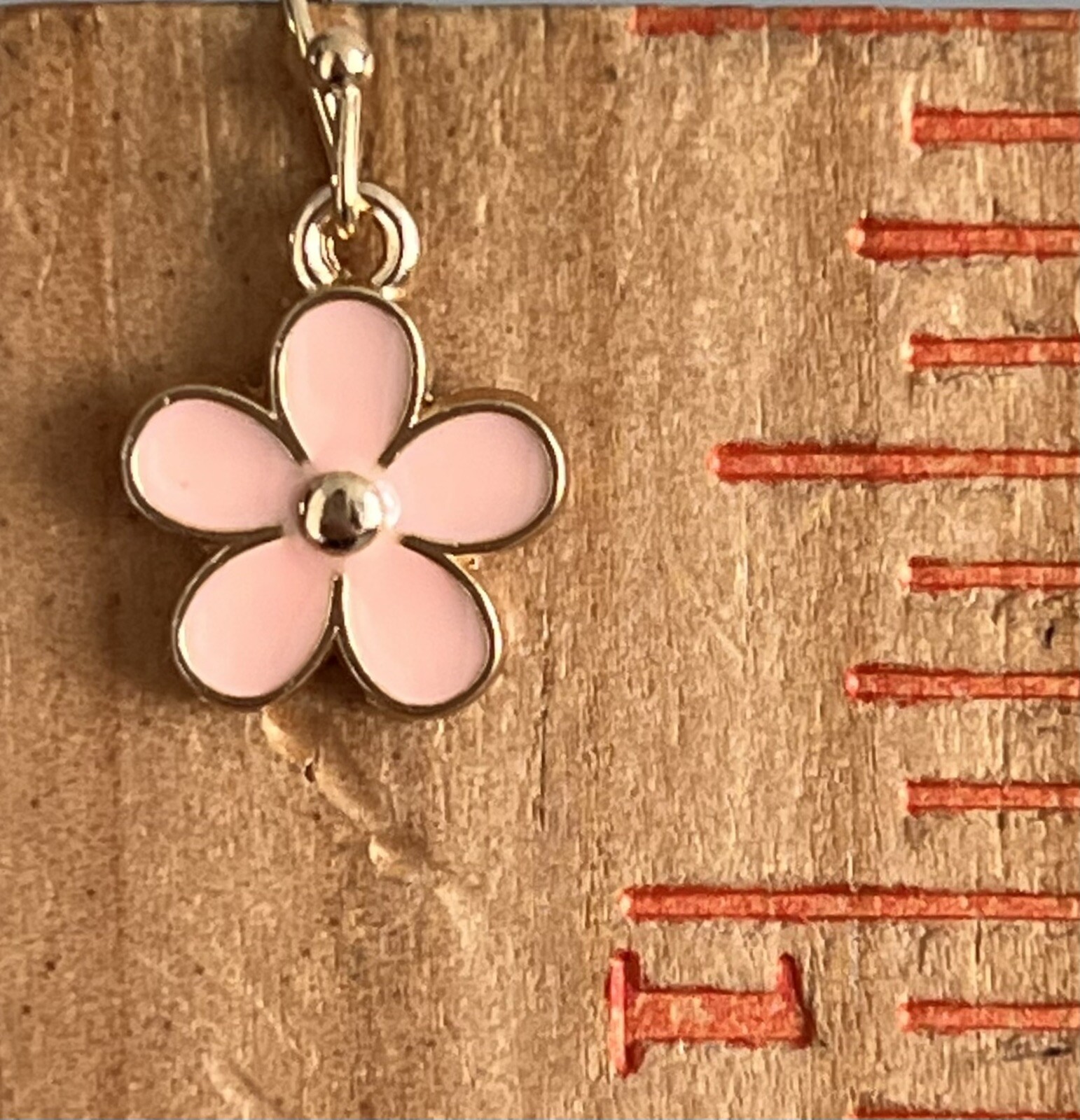Beautiful Gold and Pink Flower Dangle Earrings.