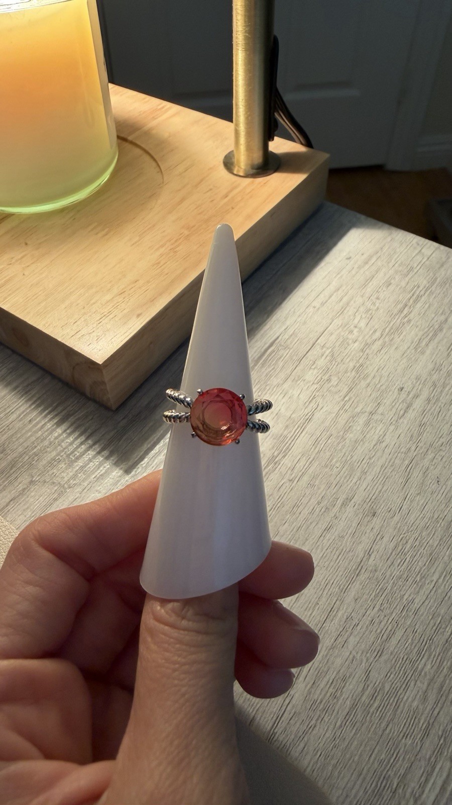 Ring Bomb Party RBP2307 Rhodium Plated Lab Pink Tourmaline Ring 7