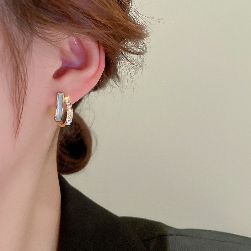 Women’s C-shaped Earrings with Alloy Double-layer Earrings Jewelry Gift