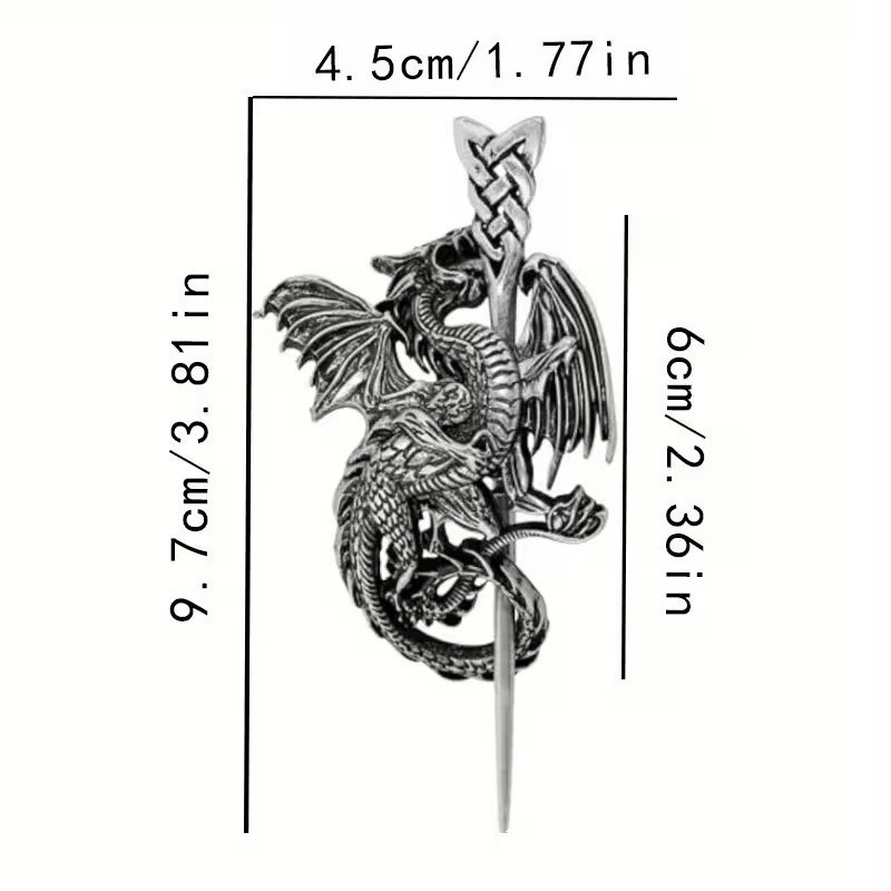 Viking Dragon Hair clip Hair Band Ponytail Holder Women/Men Metal Alloy
