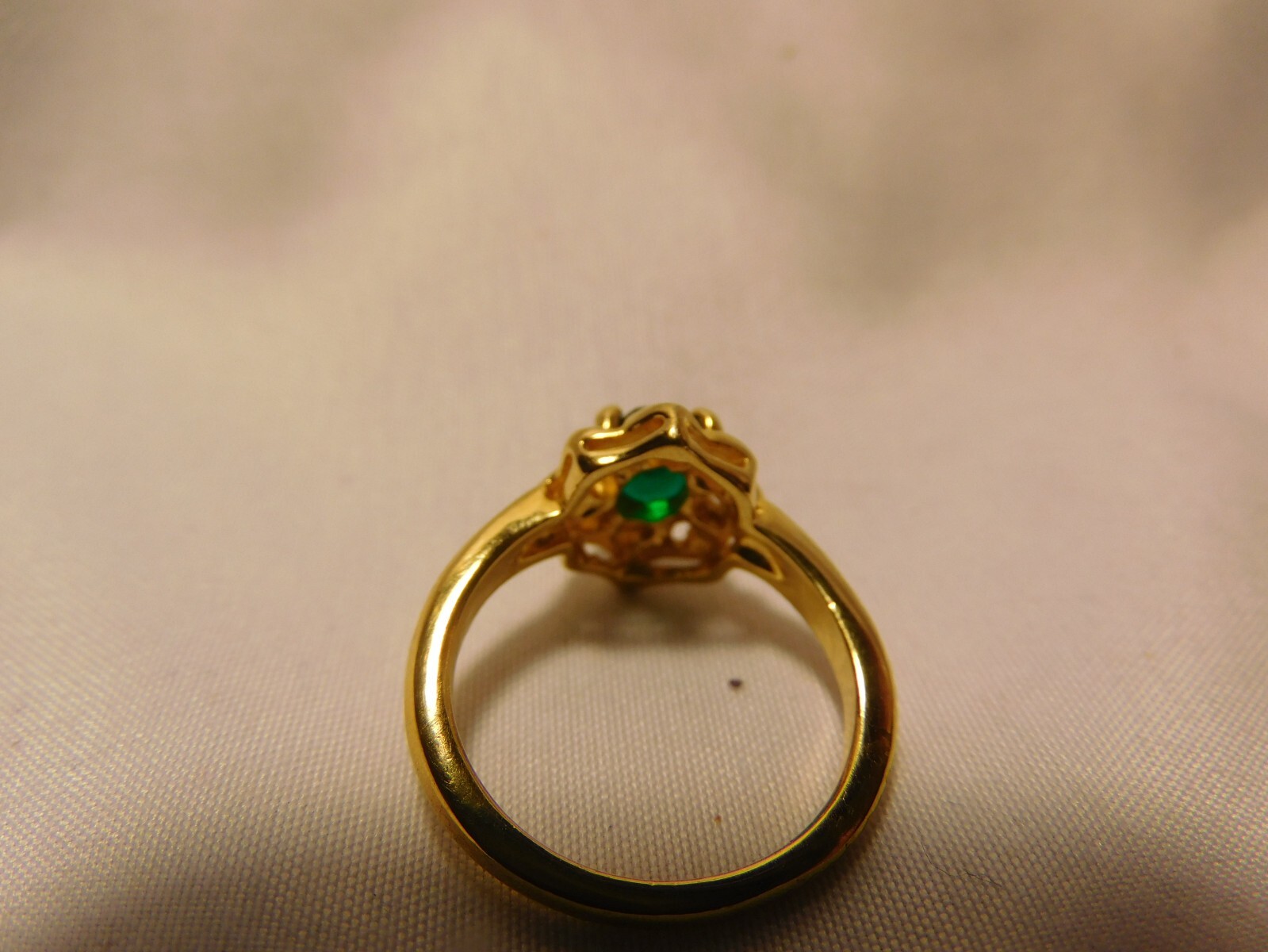 Beautiful Emerald Solitaire, With (2) Small Simulated Diamond Accent Stones