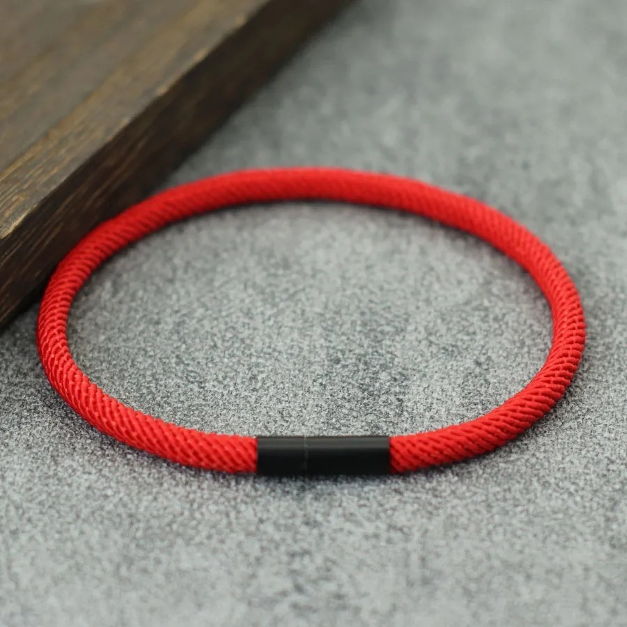 Red Nylon Rope Bracelet Adjustable Minimalist Handmade Thread Wrist Jewelry