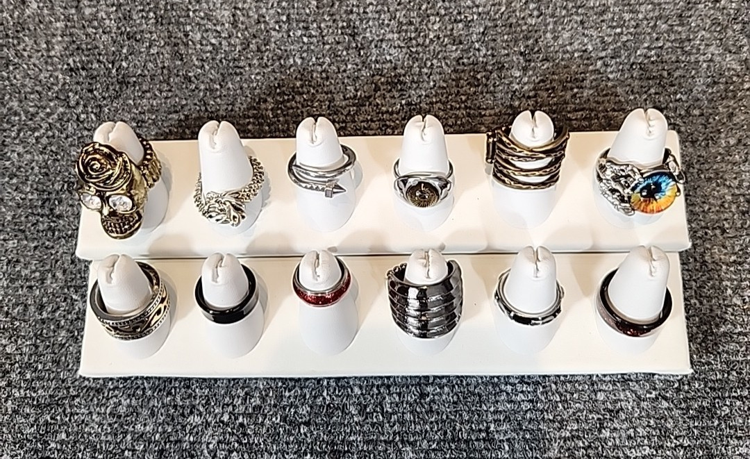 Jewelry 12 Rings Gothic Theme Adjusts Sized Stretch Lot #188 See Description