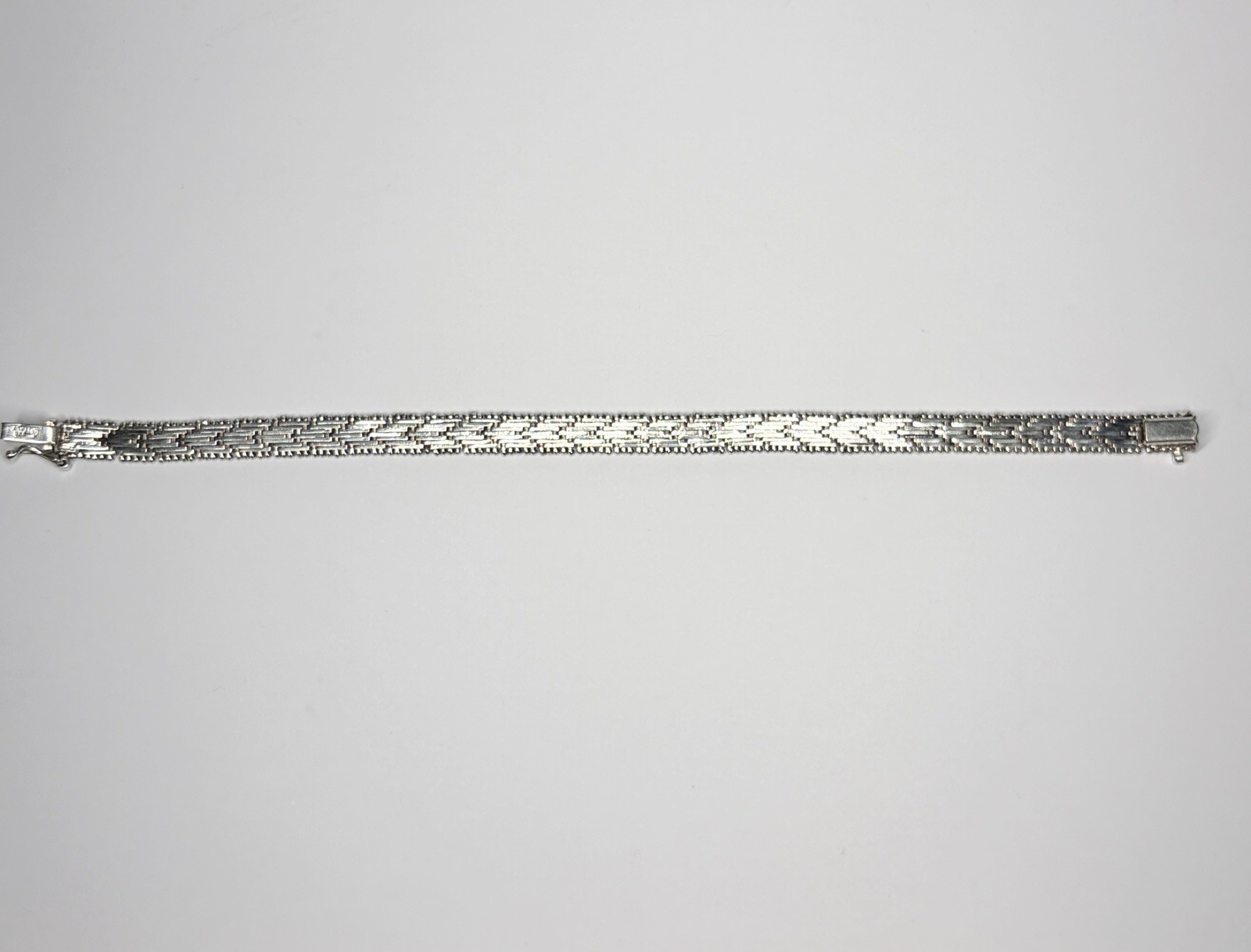 Vintage SU Italy 925 Sterling Silver Woven Flat Riccio Chain Bracelet 7.5” 15.7g