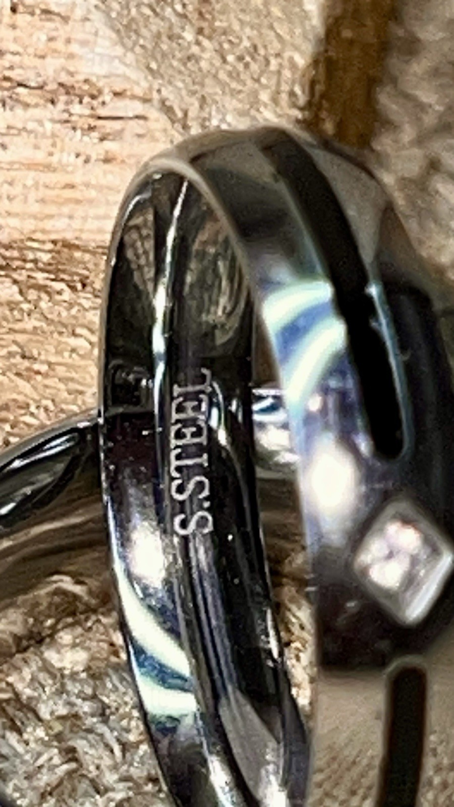 Stainless Steel Rings. Set Of 2. One With Cubic Zirconia Size10 The Other Size11