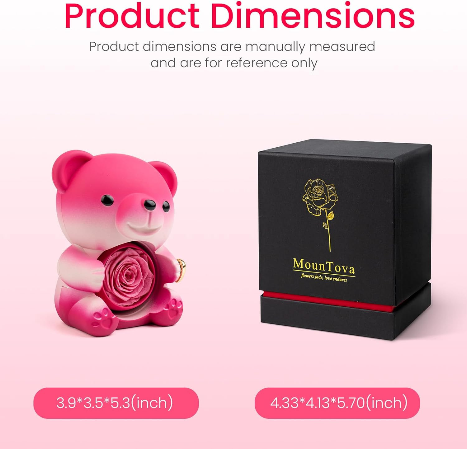 Cute Teddy Bear with Preserved Rose and Necklace, Elegant Bear Roses Gifts with