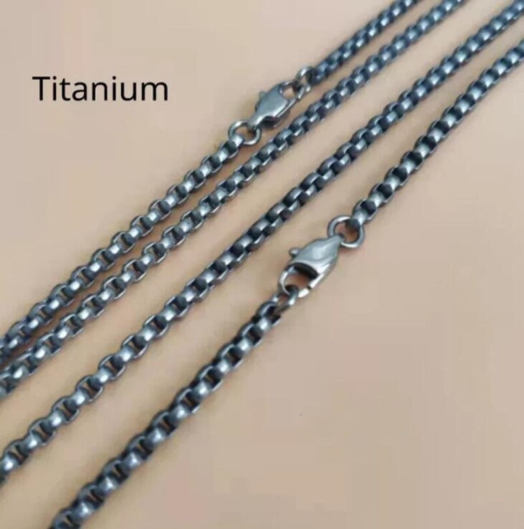 19″ Pure Titanium Box Chain Necklace 3mm Men Unisex NO Allergic Skin Care Health