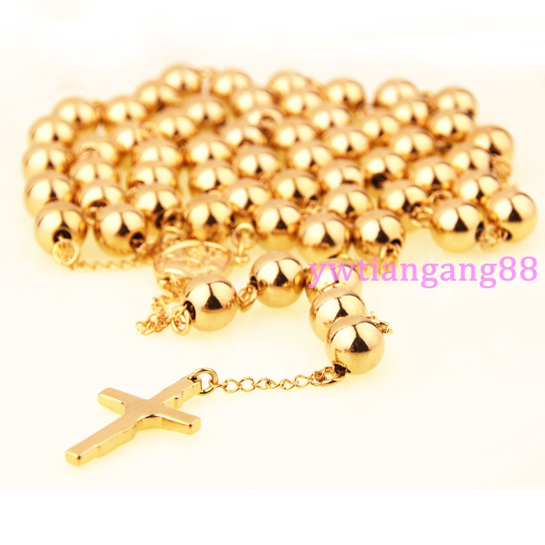 4/6/8/10mm Fashion 316L Stainless Steel Men Women Jesus Rosary Pendant Necklace