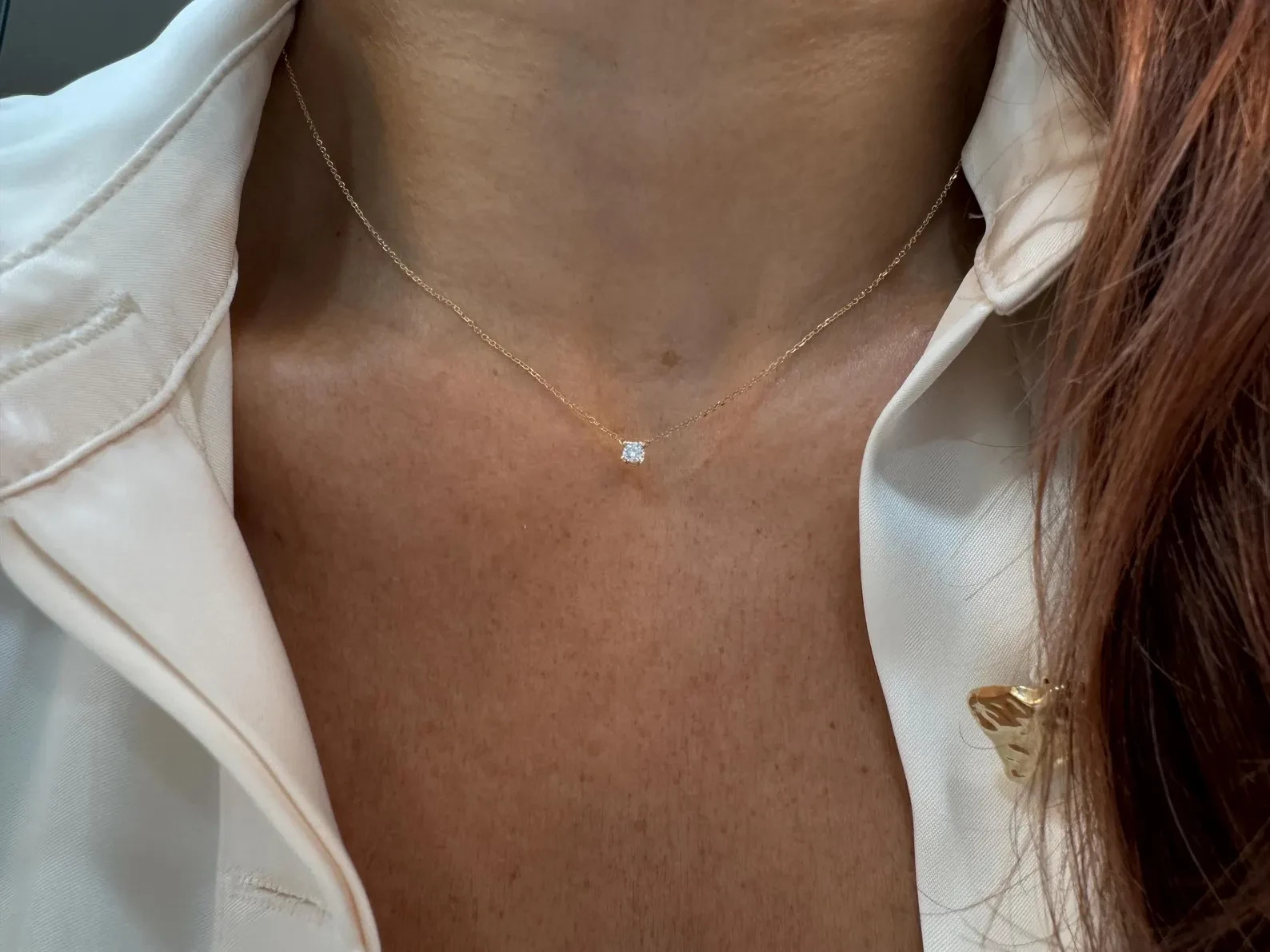 Lab Grown 1.00 Ct Round EF VS Diamond Solitaire Necklace in 14K Yellow Gold