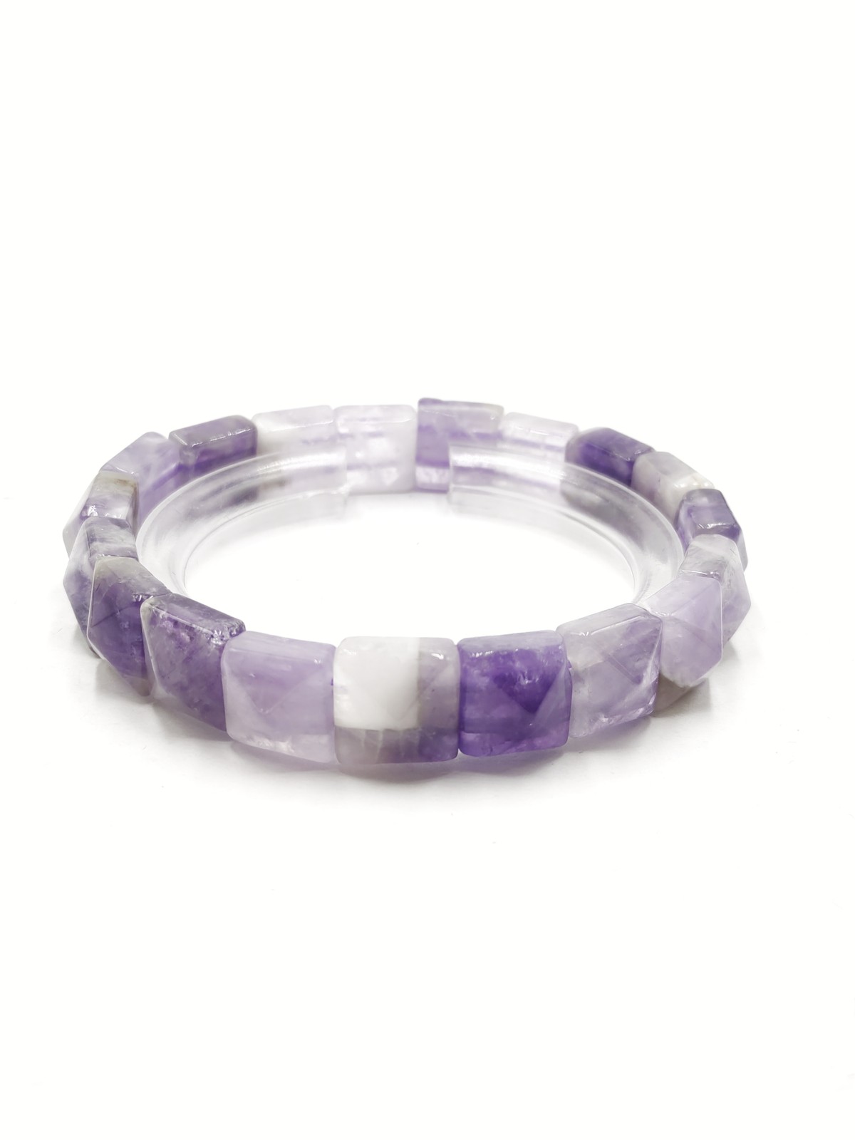 Chevron Amethyst Double Drill Pyramid Shape Bracelet Size 10mm Length 7.5″