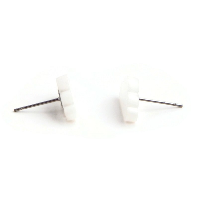 White Pearl Cloud Studs, Cute Celestial Stud Earrings, Fun Sky Weather Earrings