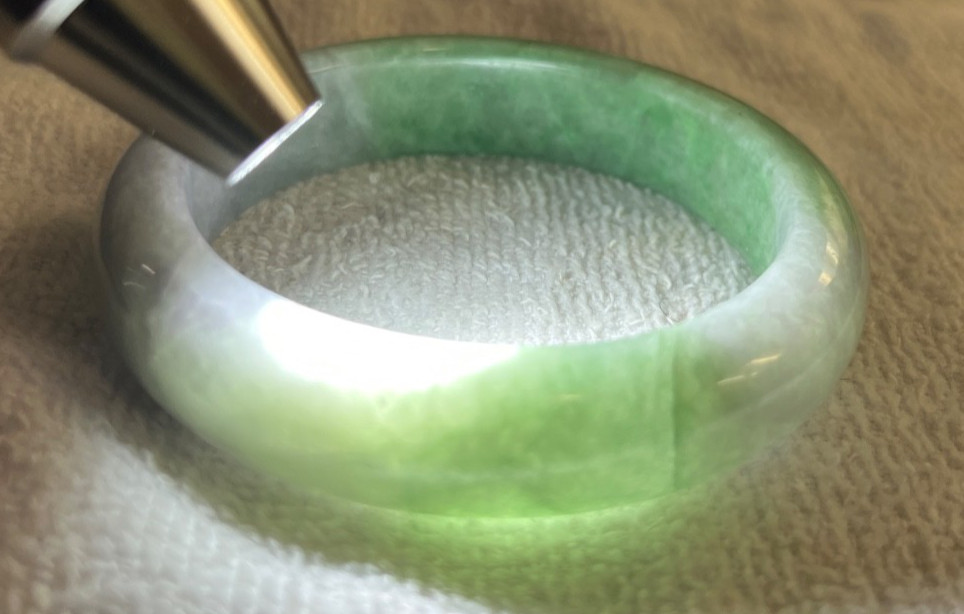 Natural Grade A Burmese Jadeite Bangle 52.7mm Lavender & Green – Unique Piece