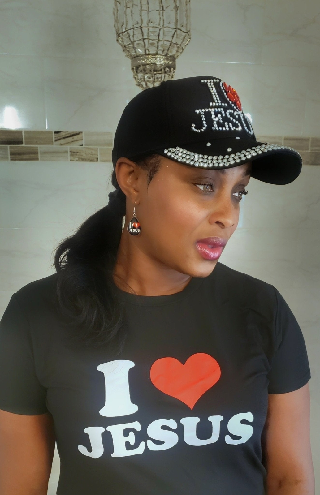 1 Pair “I Love Jesus” Teardrop Earrings