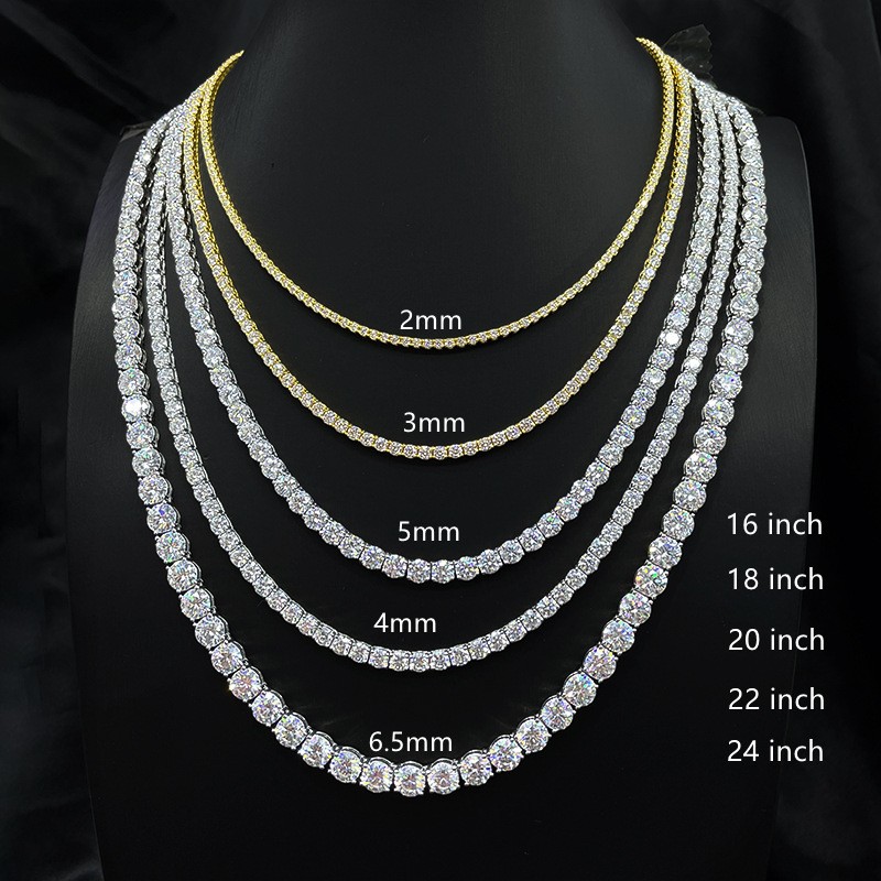 2-6.5mm D VVS1 MOISSANITE Tennis Chain Bracelet 925 Sterling Silver – Men Women