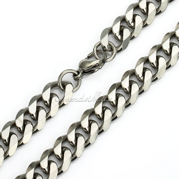 7/11MM Mens Chain Silver Stainless Steel Curb Link Necklace Bracelet 7-36″