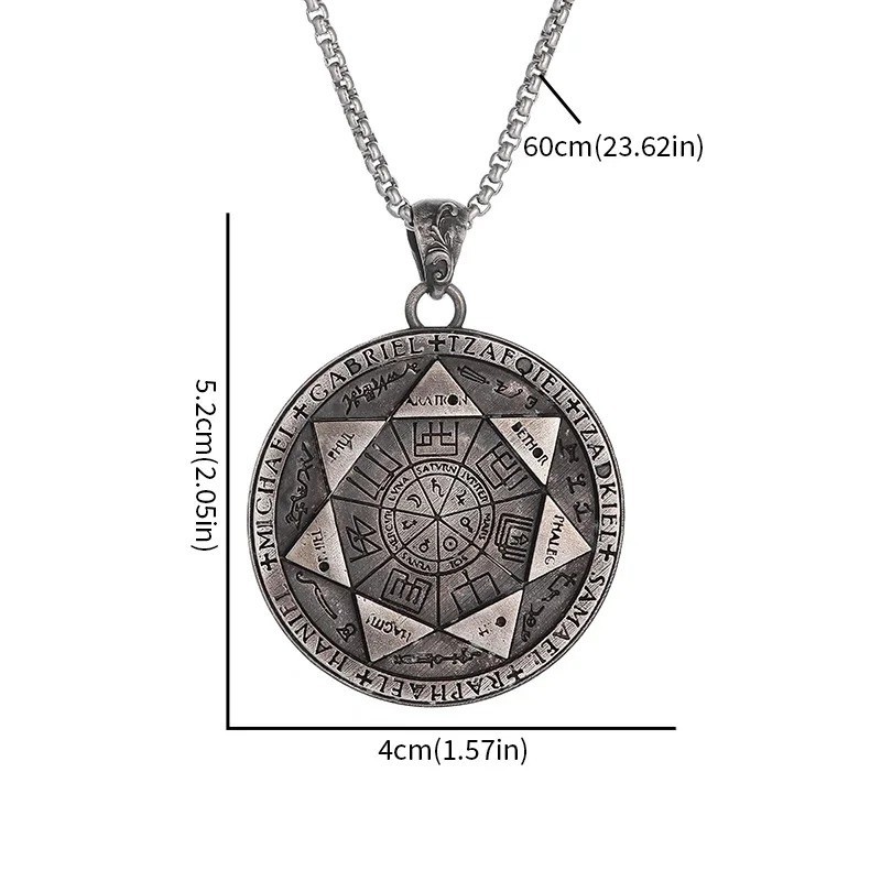 Angel of Life Seal Solomon Men Necklace Kabbalah Amulet Stainless Steel Jewelry