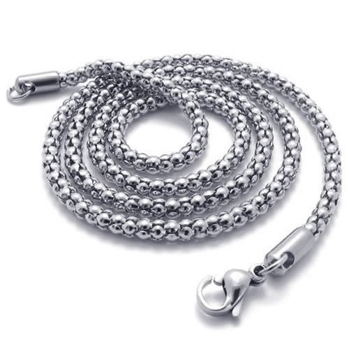 4mm 16″-40″ Silver Stainless Steel Corn Necklace Chain Sb32 USA Seller