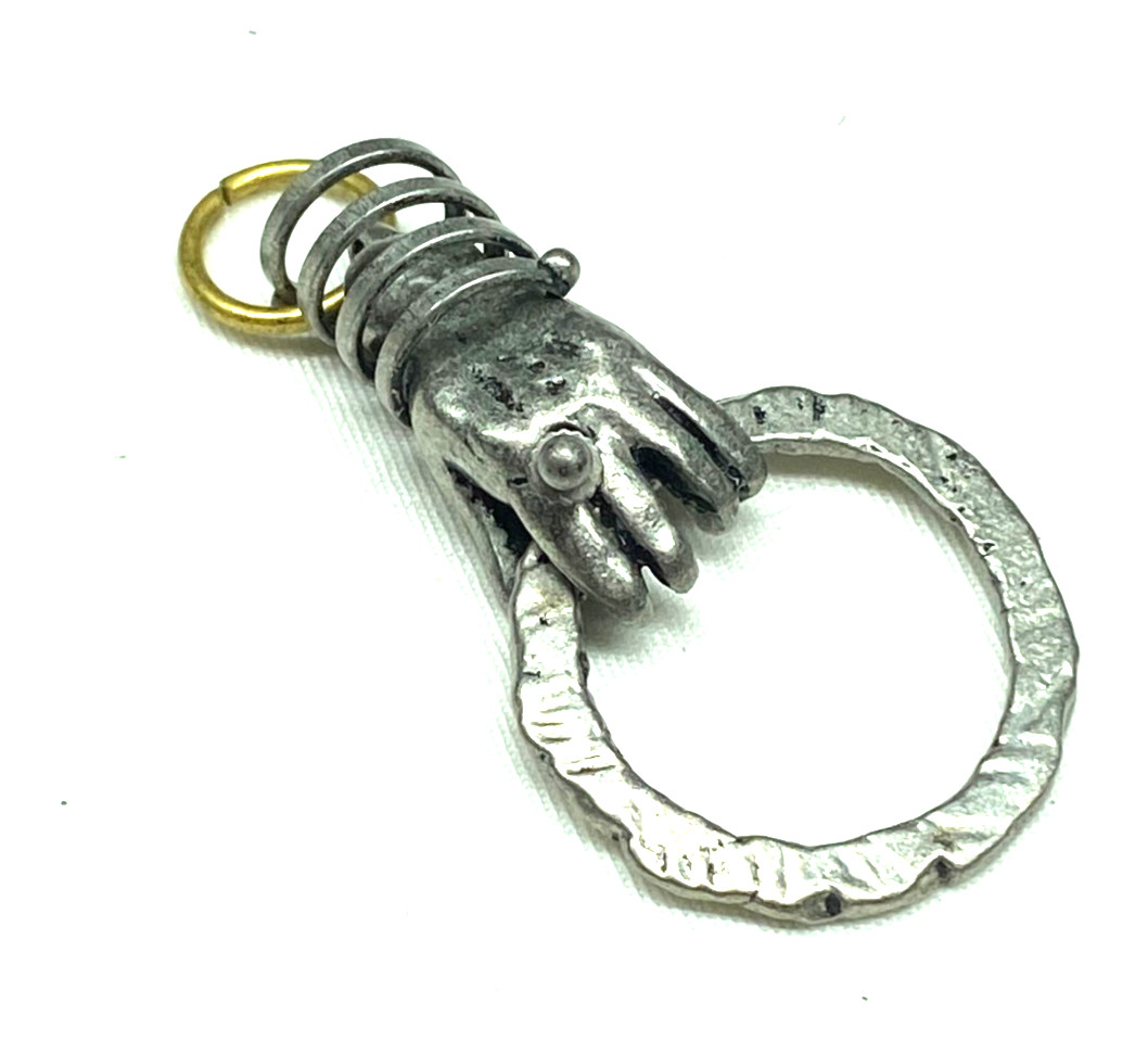 Silver Tone Modern Hand Holding Charm Holder Pendant Metal Wrap