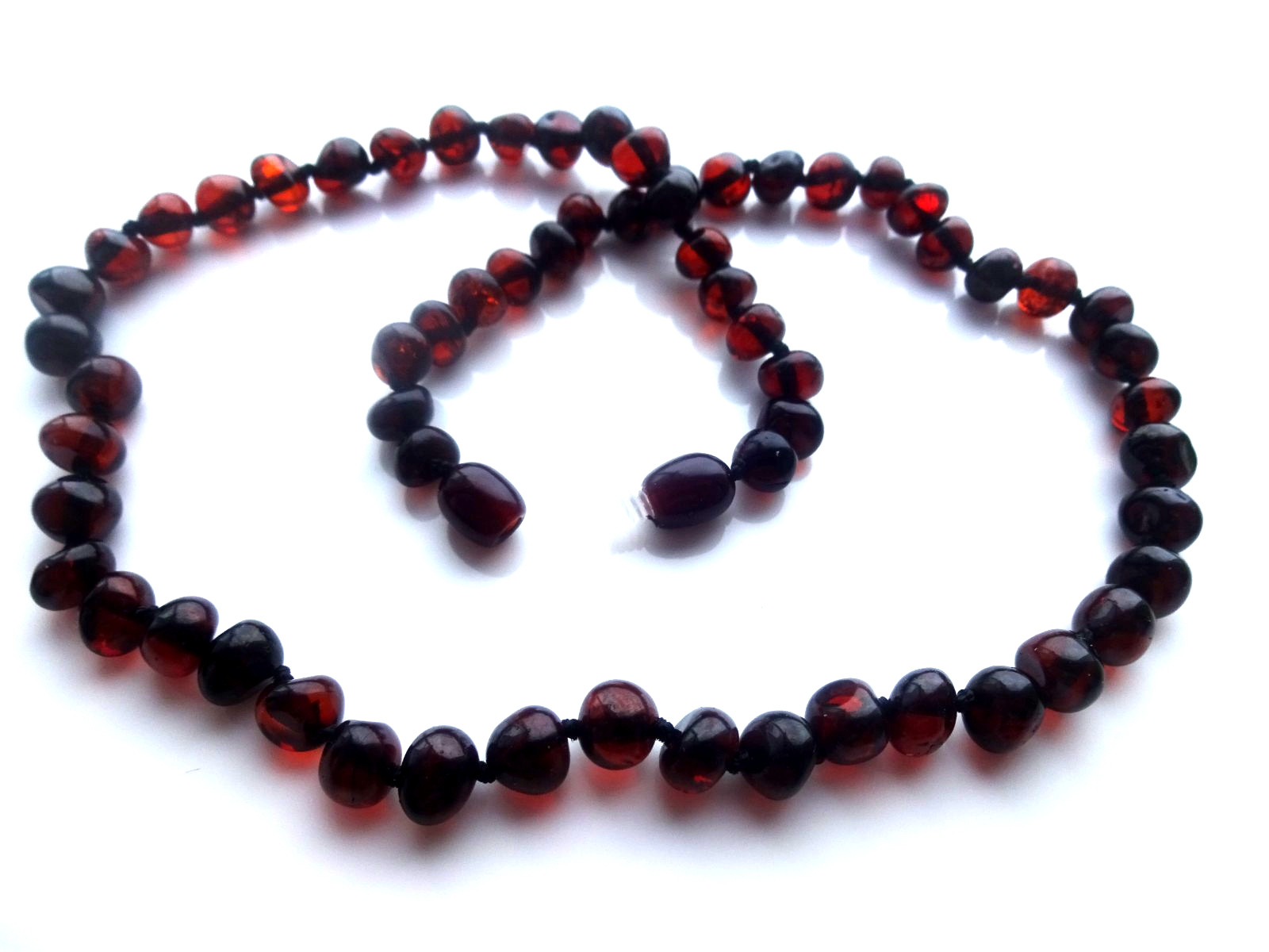 Natural BALTIC AMBER Necklace Round Dark Cherry Beads 22”