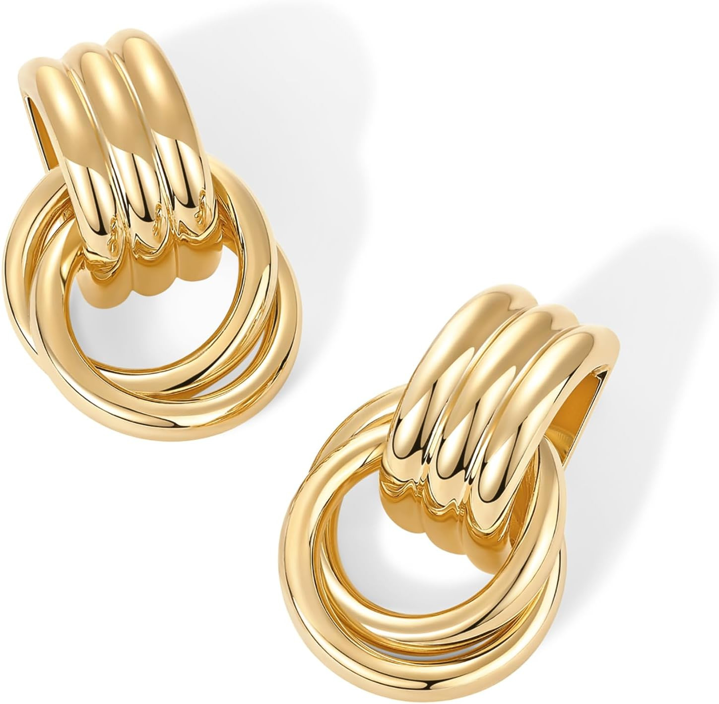 14K Gold Plated Door Knocker Statement Earrings for Women – Chunky Gold Earrings